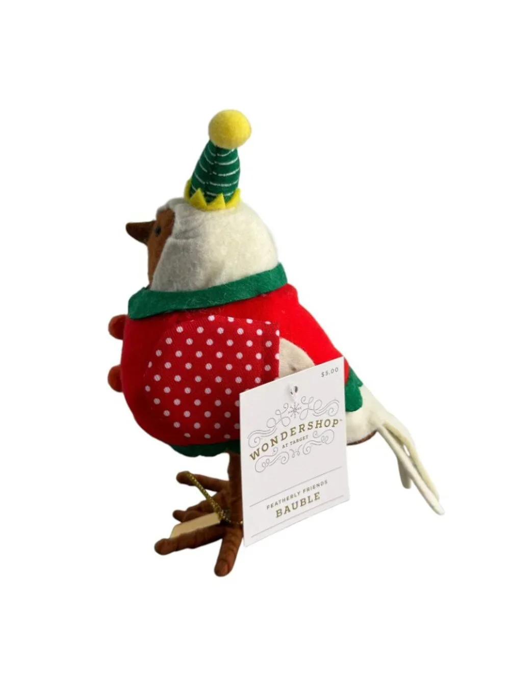 2023 Target Wondershop Featherly Friends Bauble Christmas Fabric Elf Bird NEW